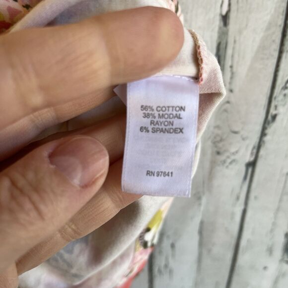 J Jill Womens Pink Floral Pull-On Jersey Knit Skirt Size Petite L Knee Length - Picture 5 of 7